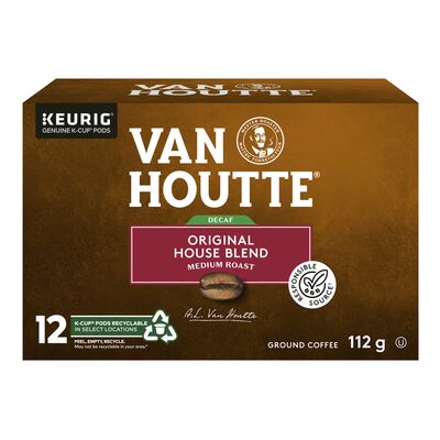 Van Houtte Original House Blend Medium Roast Decaf Coffee Pods (12 Count) BB Date: 2023/AL/23
