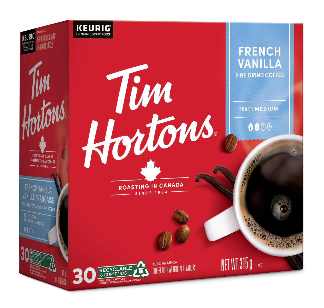 Tim Horton's French Vanilla Medium Roast Coffee Pods - 24 Pack  **BB DATE - 2023/NOV/13
