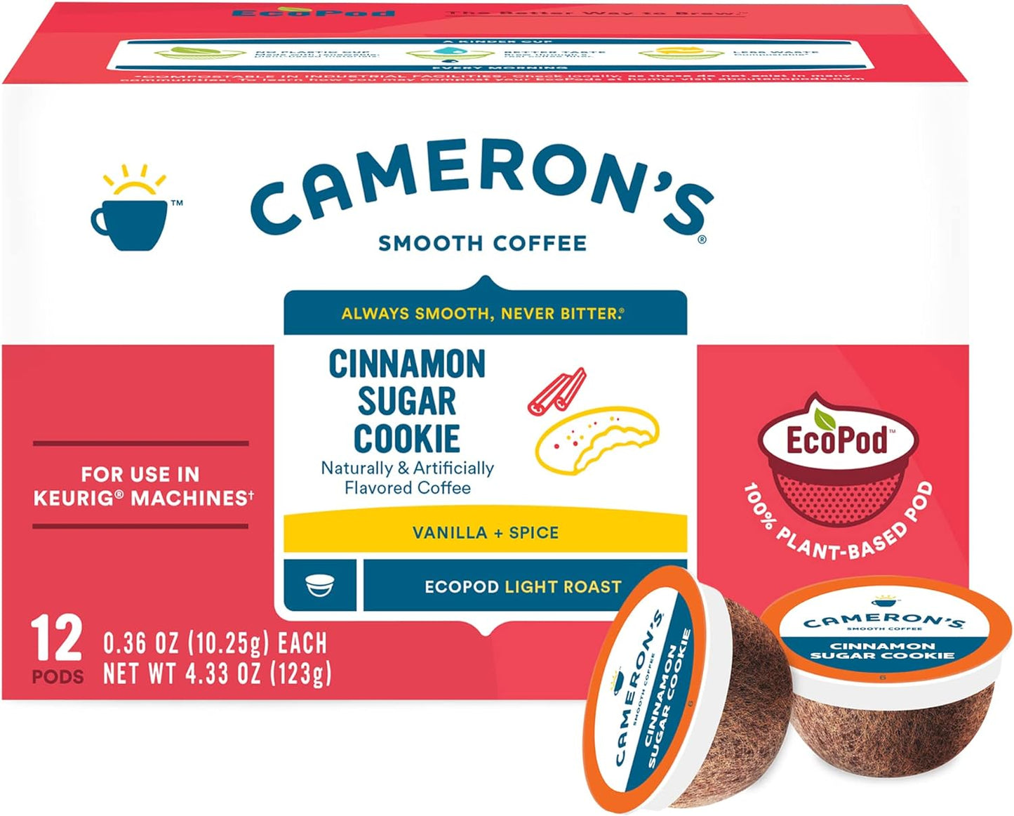 Cameron's Cinnamon Sugar Cookie Coffee Pods - 12 Pack
