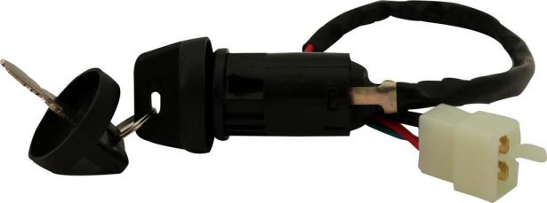 Ignition Key Switch - 4 Pin Male, Plastic