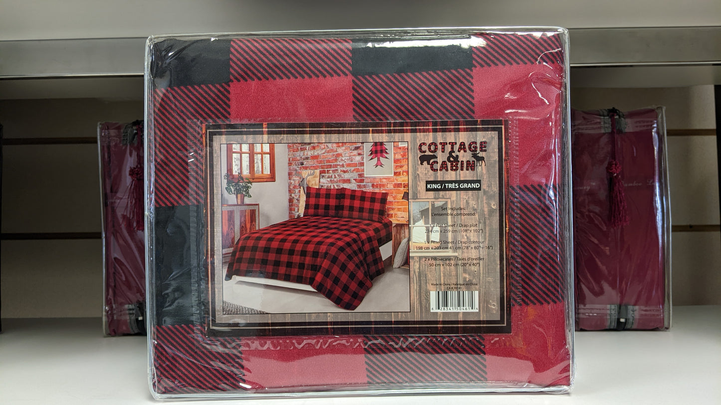 CLD Cottage & Cabin 4pc Printed Sheet Set - Red Flannel
