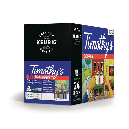 Timothy's Firecracker Xtra Caffeine Dark Roast Coffee Pods - 24 pack