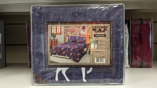 Cottage & Cabin 4pc Printed Sheet Set - Moose Print