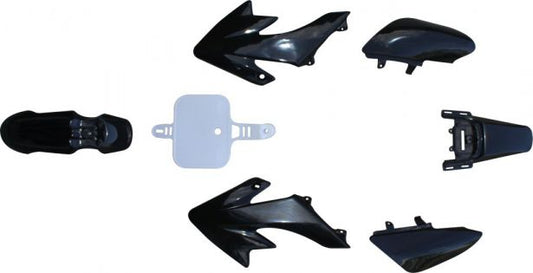 Plastic Set - Honda, 50cc to 160cc, CRF50 / XR50, Dirt Bike, Black & White (7pcs)